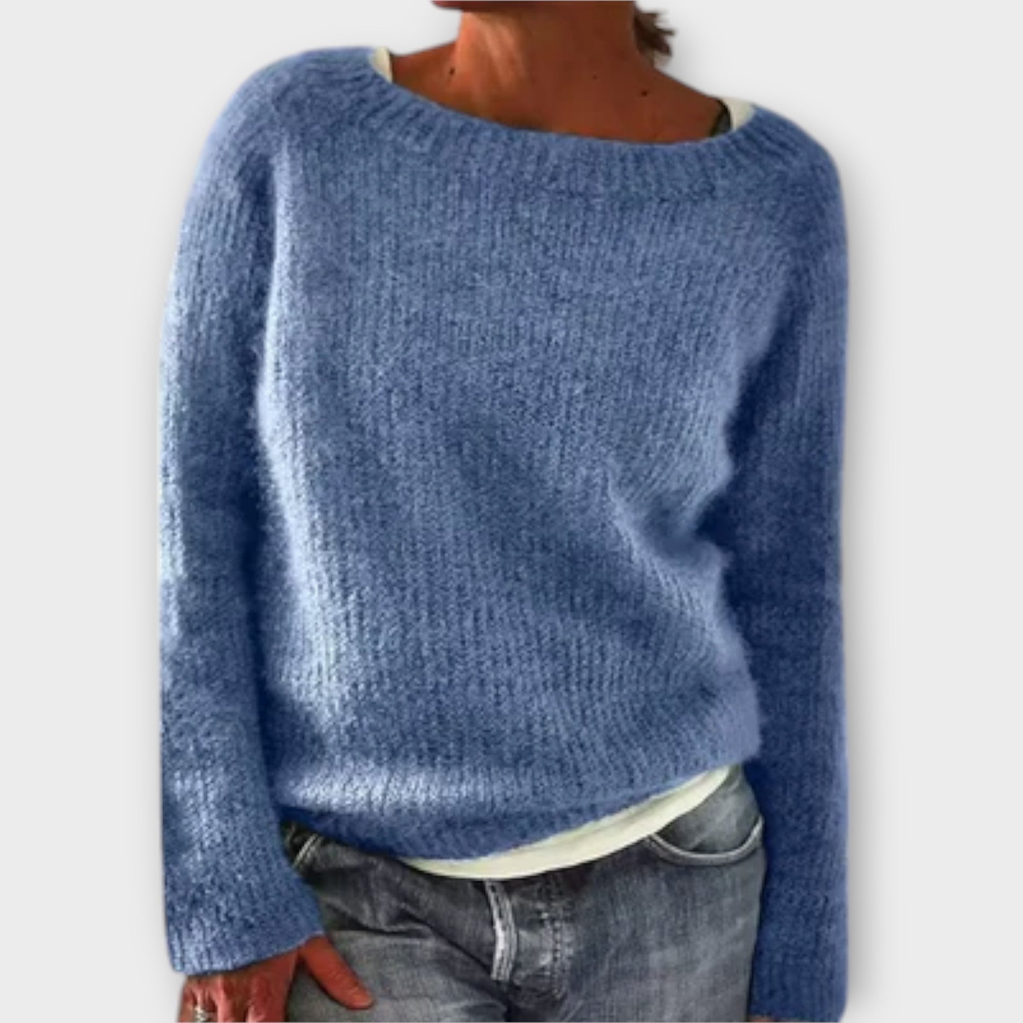 Regine Solid Colour Knit Jumper With Round Neck Oversized