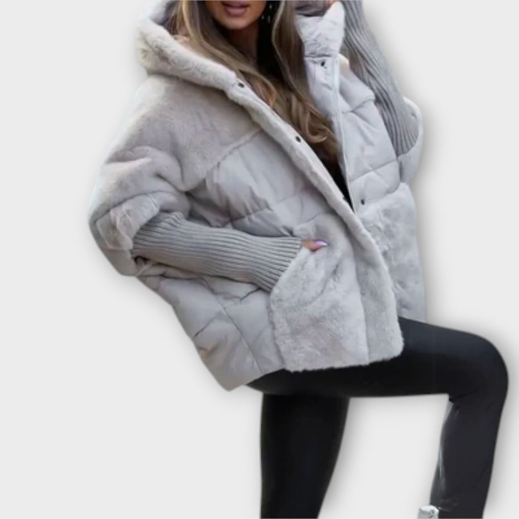 Ava Elegant Puffer Jacket With Teddy Mix For Winter Warmth