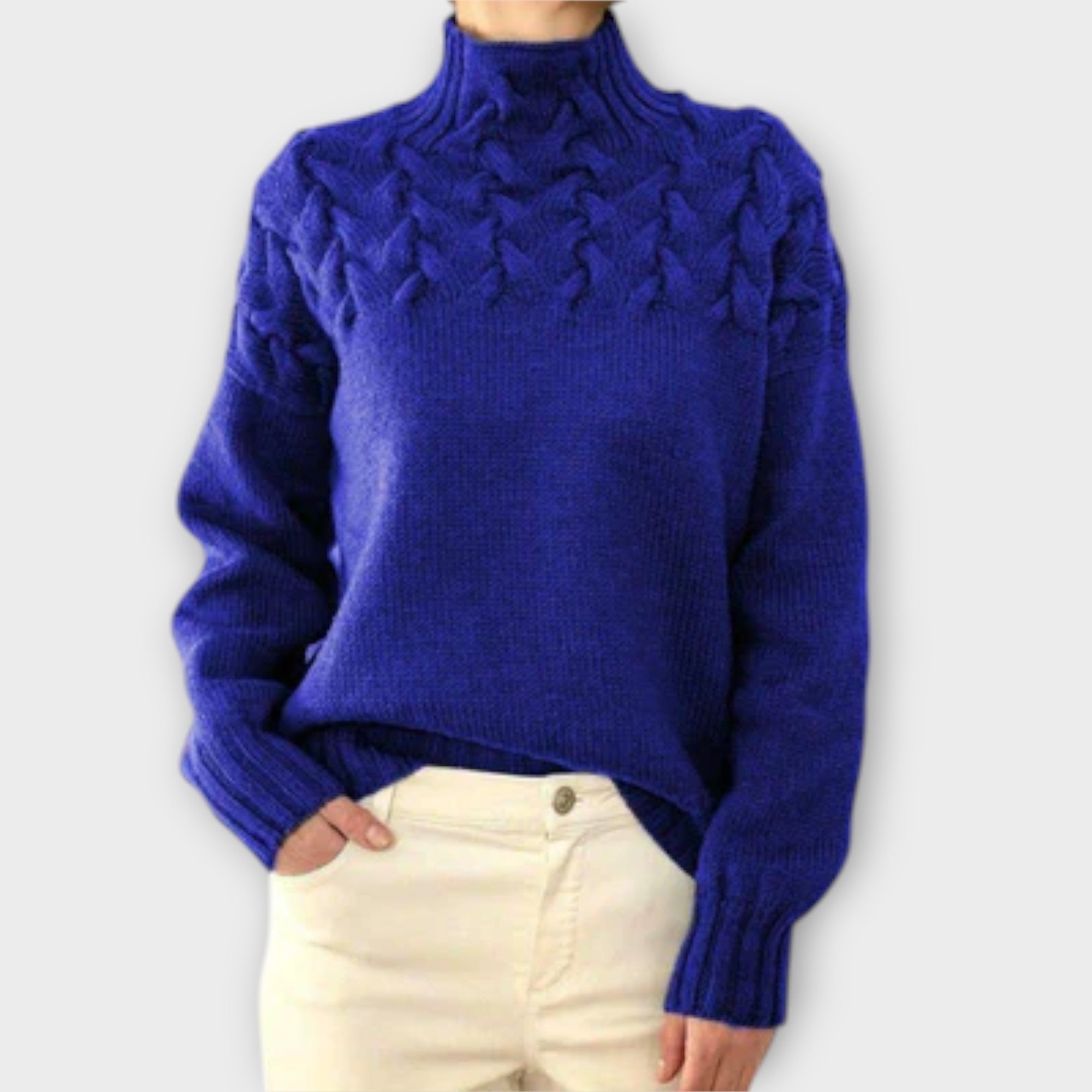 Eva Womens Cable Knit Jumper With Detail For Everyday Wear
