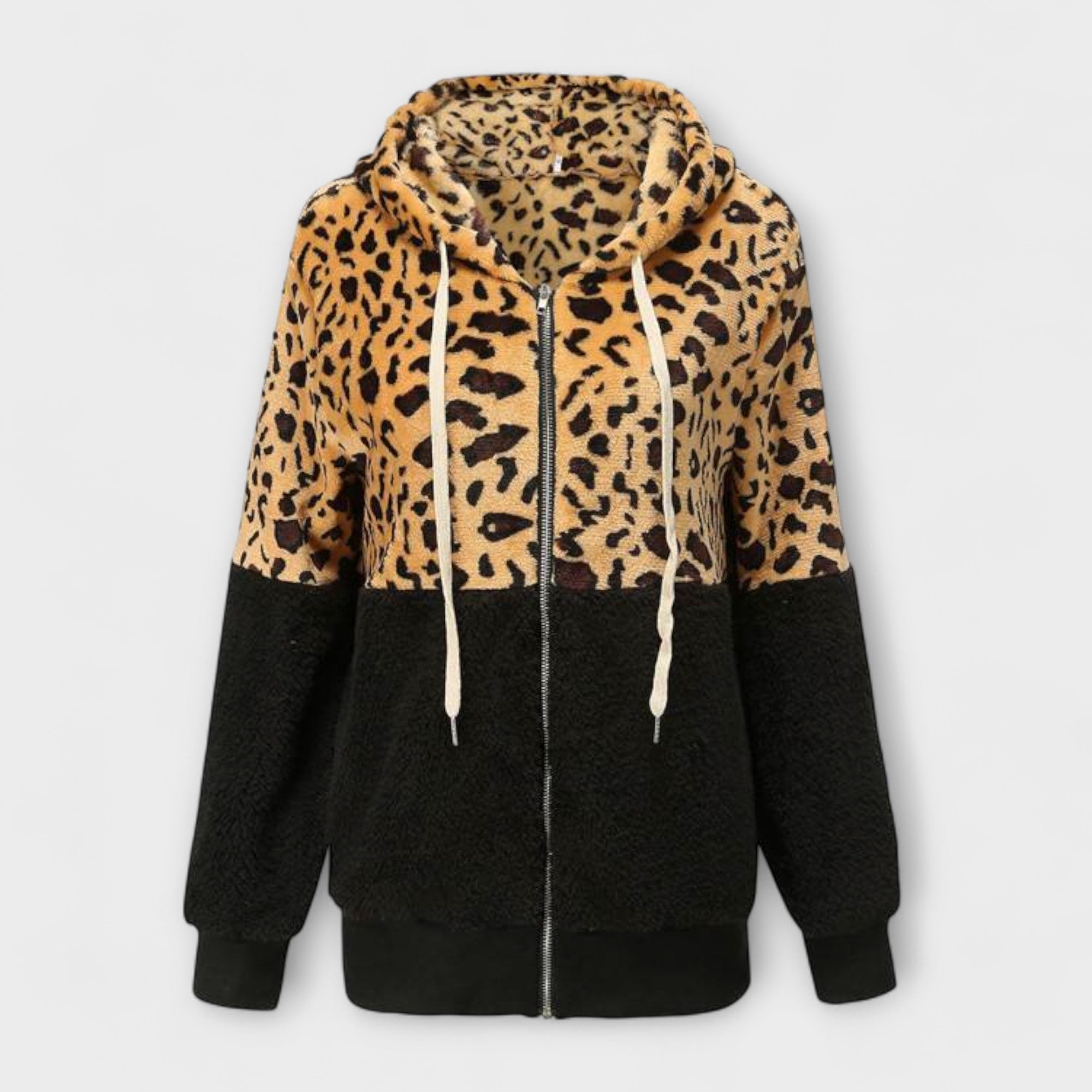 Lea Fleece Hoodie With Leopard Print Design Cosy Comfort
