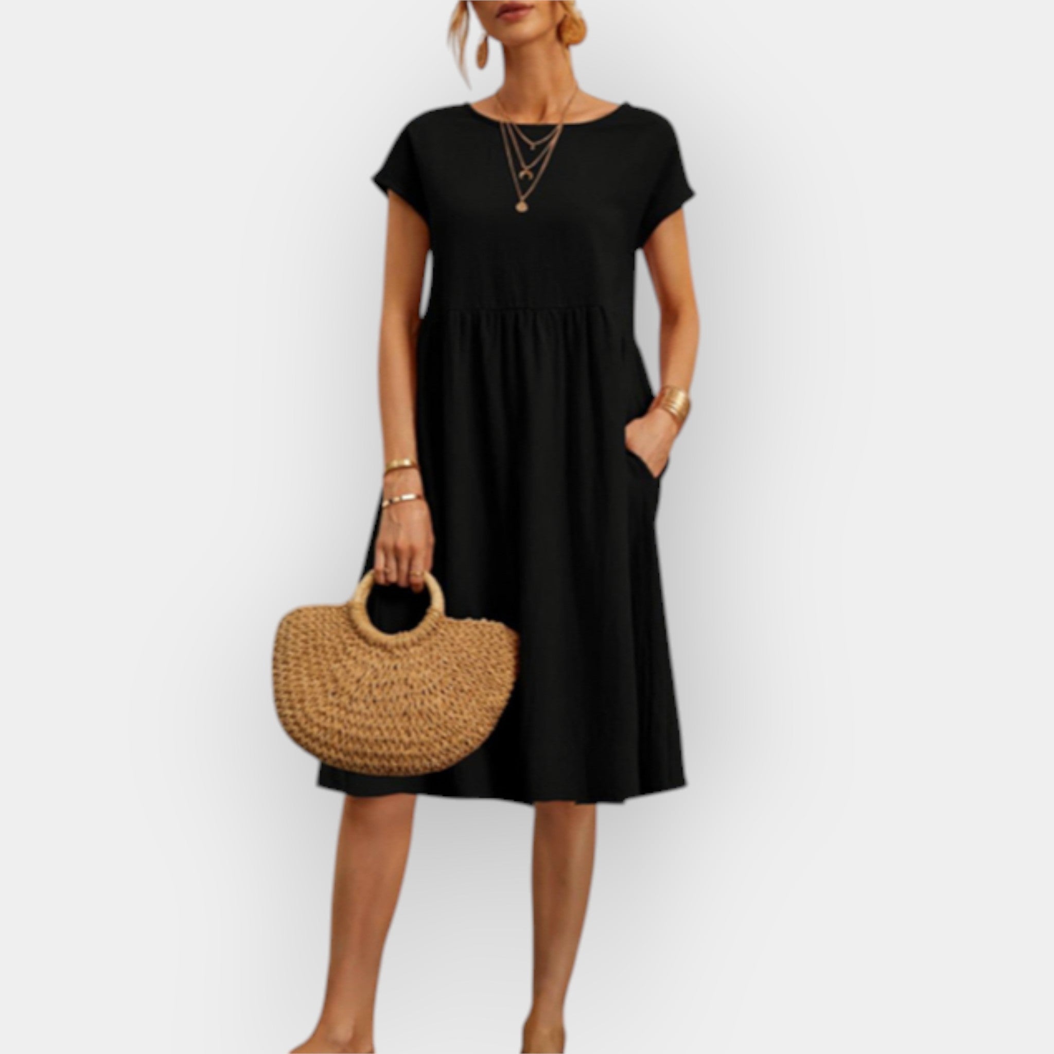 Midi Dress With Clean Lines In Lightweight Breathable Fabric