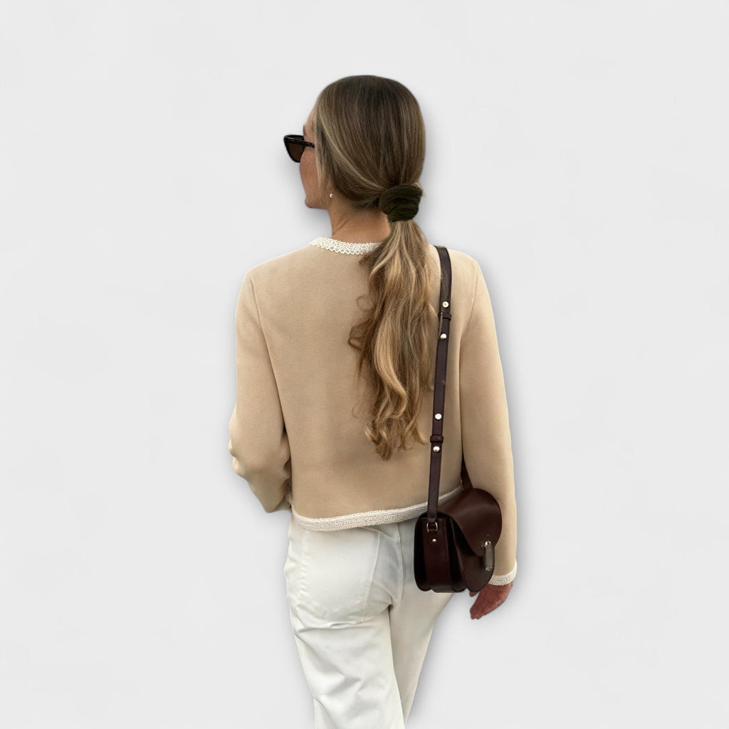 Classic Knit Cardigan With Elegant Functional Zip Pockets