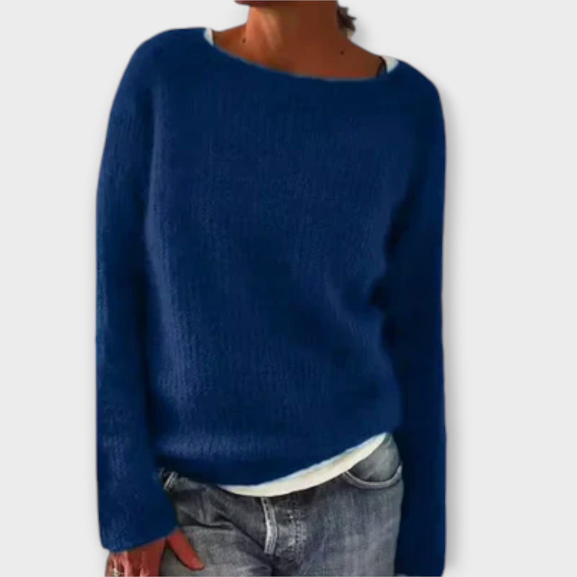 Regine Solid Colour Knit Jumper With Round Neck Oversized