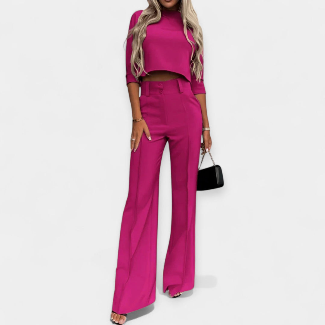 Crop Top Trousers Set Breathable Lightweight Summer Wear