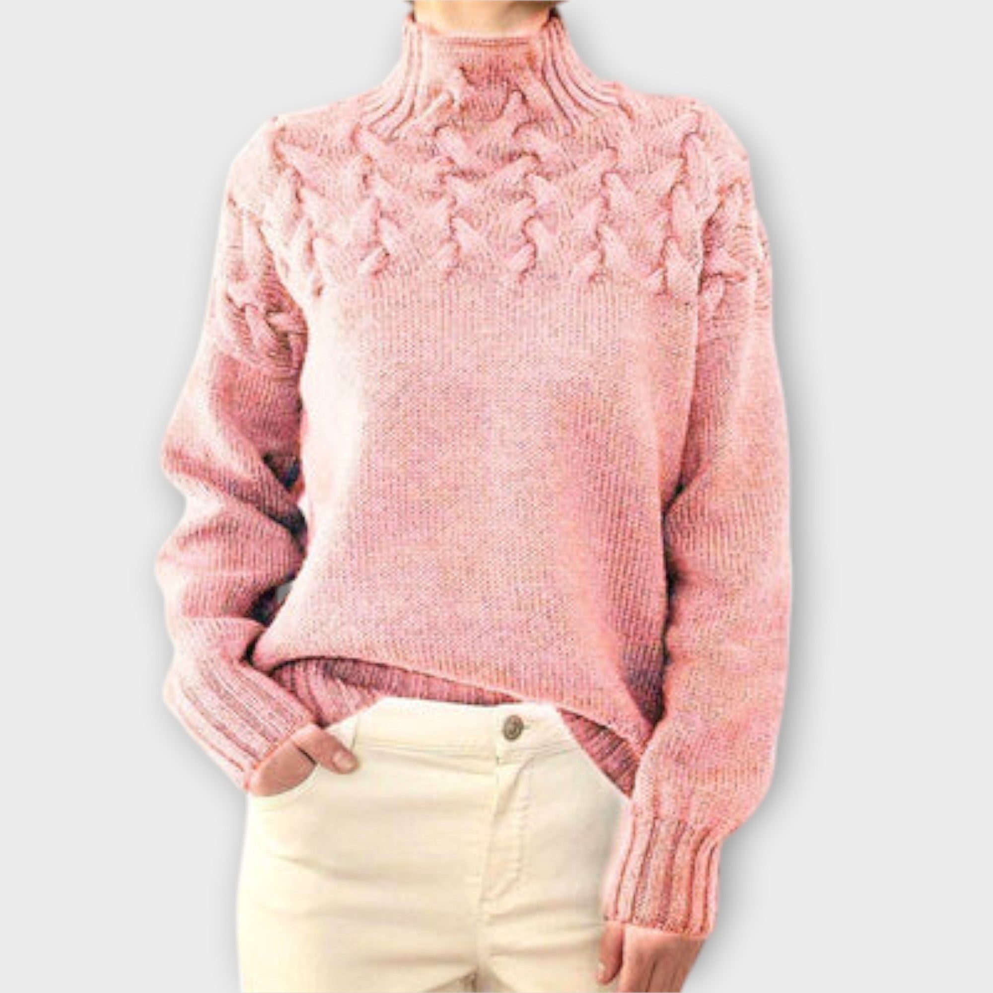 Eva Womens Cable Knit Jumper With Detail For Everyday Wear