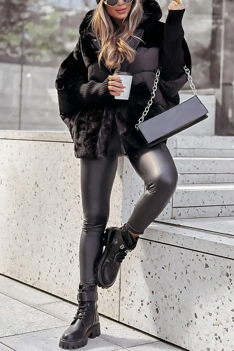 Ava Elegant Puffer Jacket With Teddy Mix For Winter Warmth