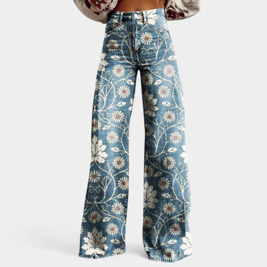 Melina High Waist Wide Leg Trousers In Retro Style