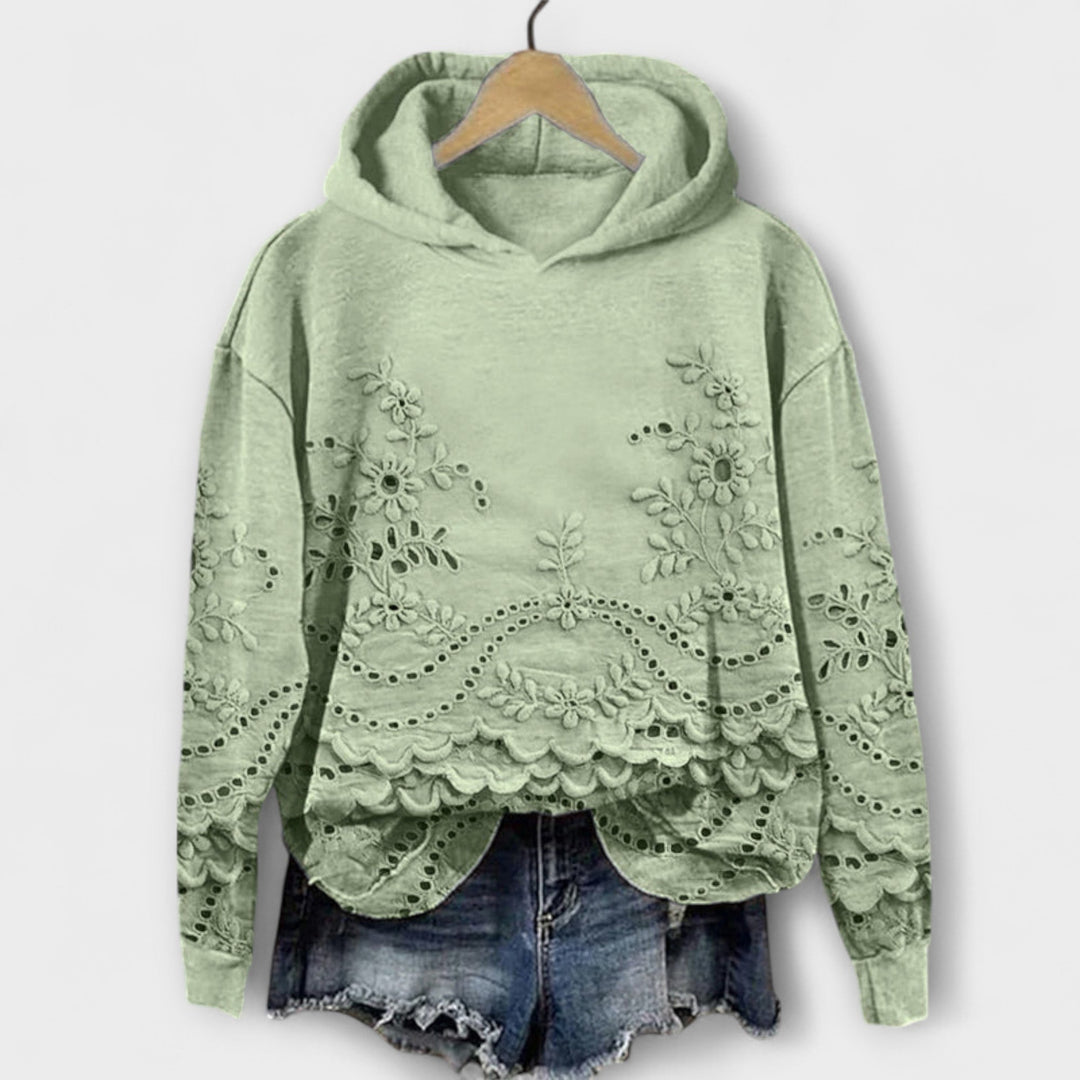 Grace Vintage Floral Hoodie With Embroidered Print Design
