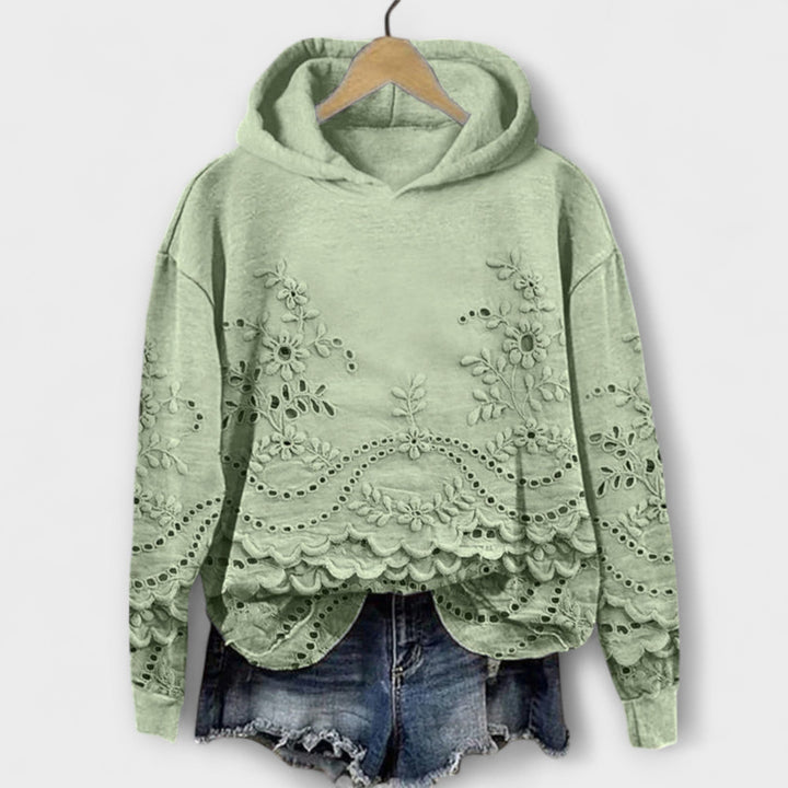Grace Vintage Floral Hoodie With Embroidered Print Design