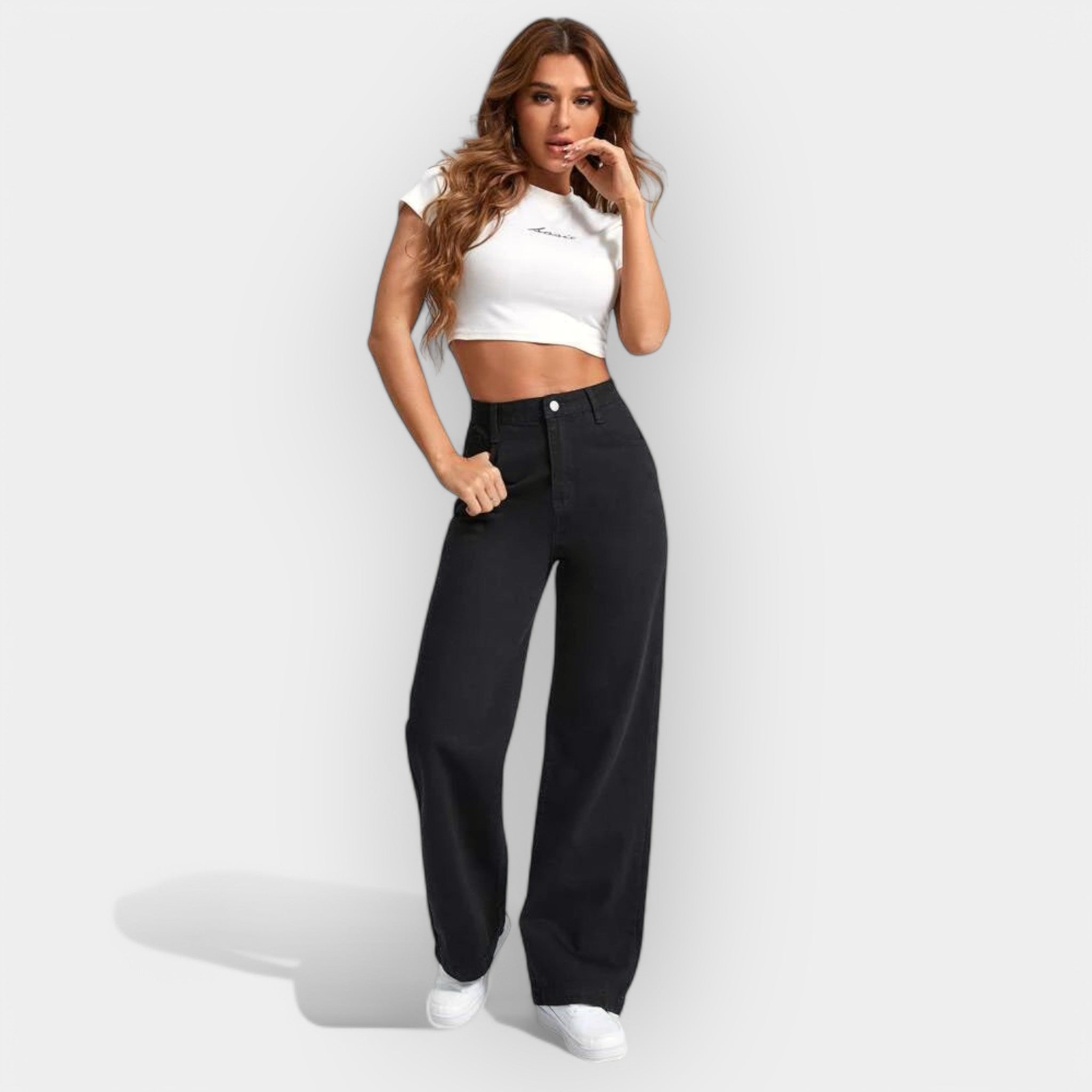 High Waisted Jeans With Wide Leg For A Modern Silhouette