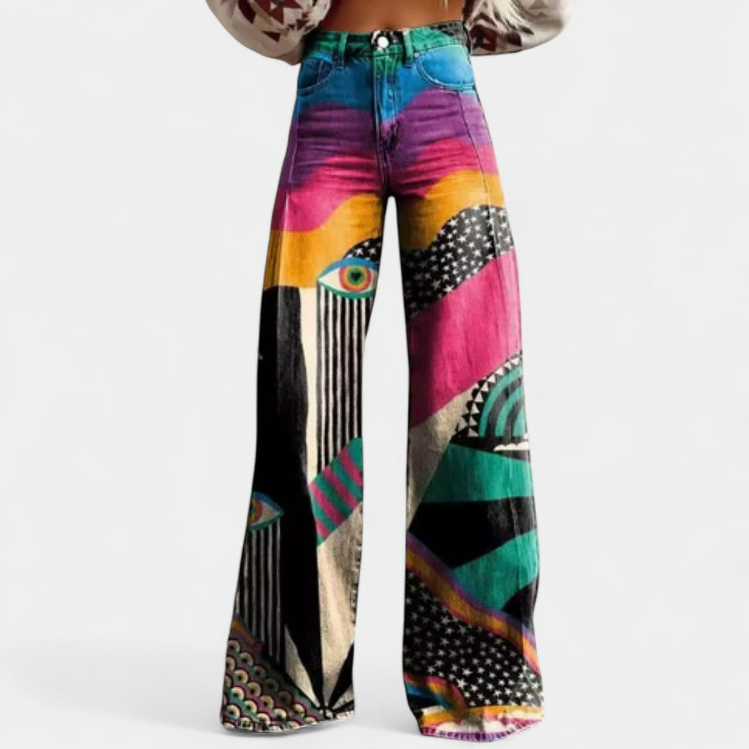 Melina High Waist Wide Leg Trousers In Retro Style