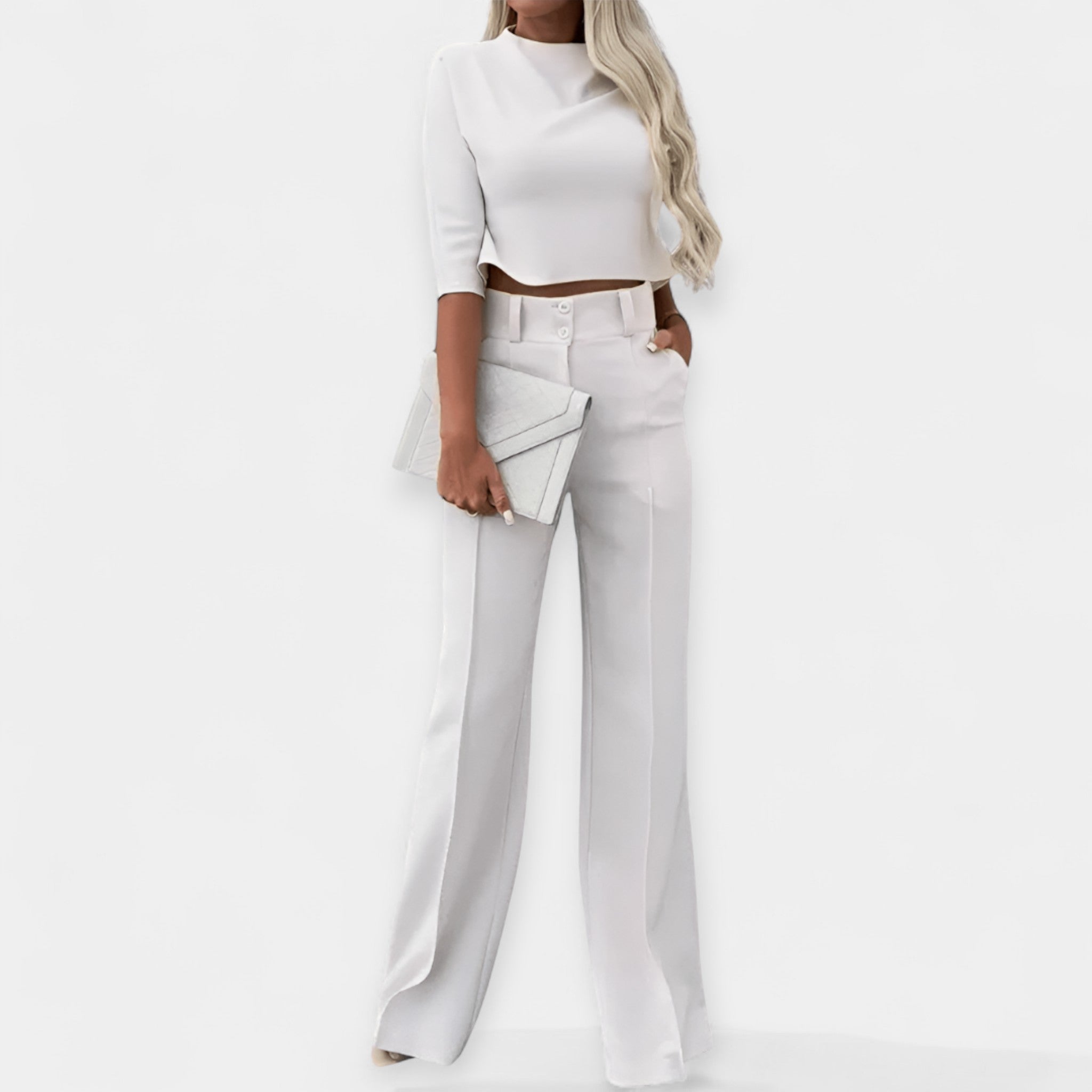 Crop Top Trousers Set Breathable Lightweight Summer Wear