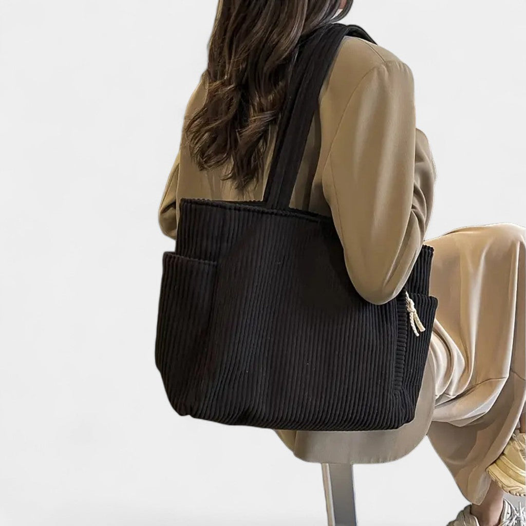 Danai Striped Shoulder Bag With Elegant Drawstring