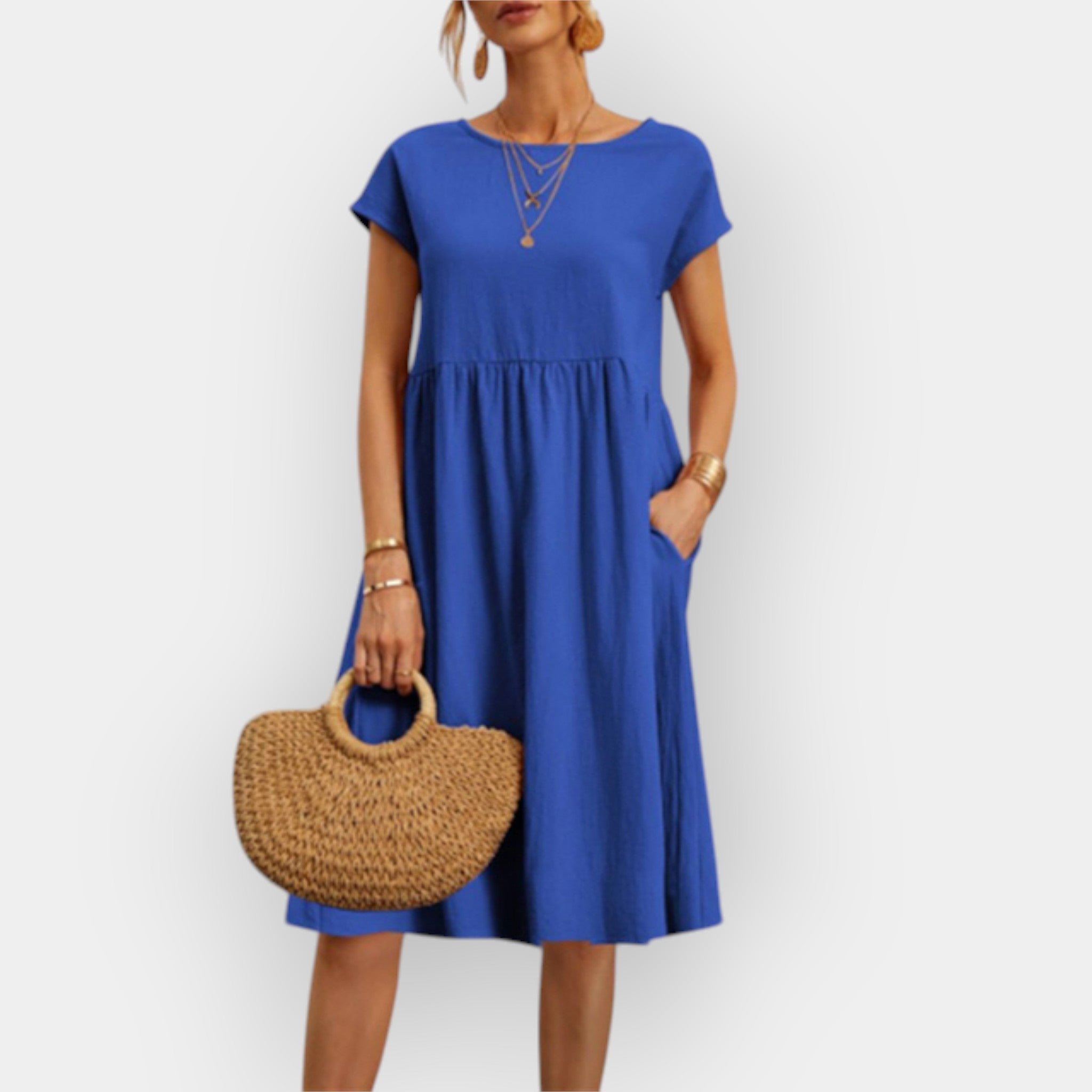 Midi Dress With Clean Lines In Lightweight Breathable Fabric