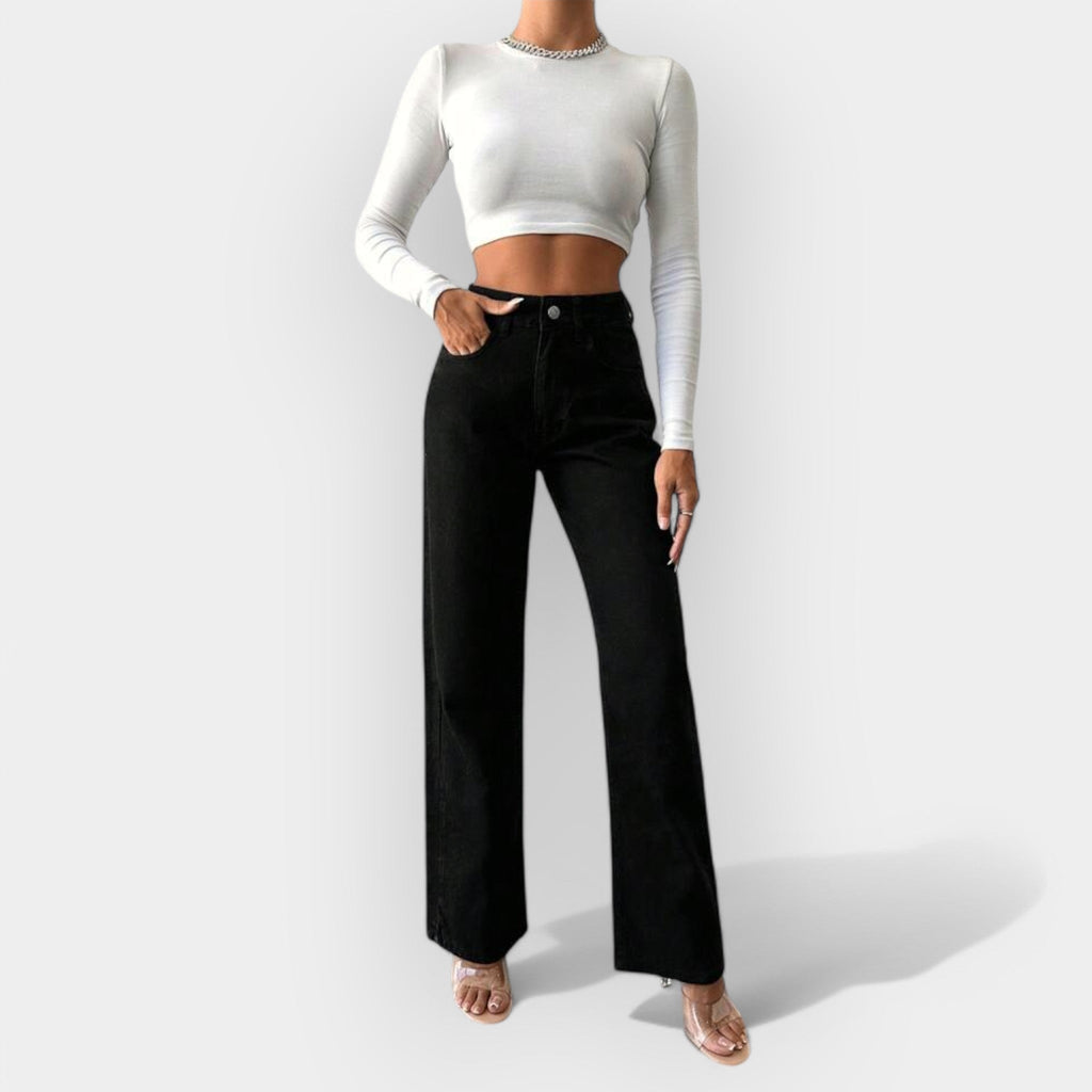 High Waisted Jeans With Wide Leg For A Modern Silhouette