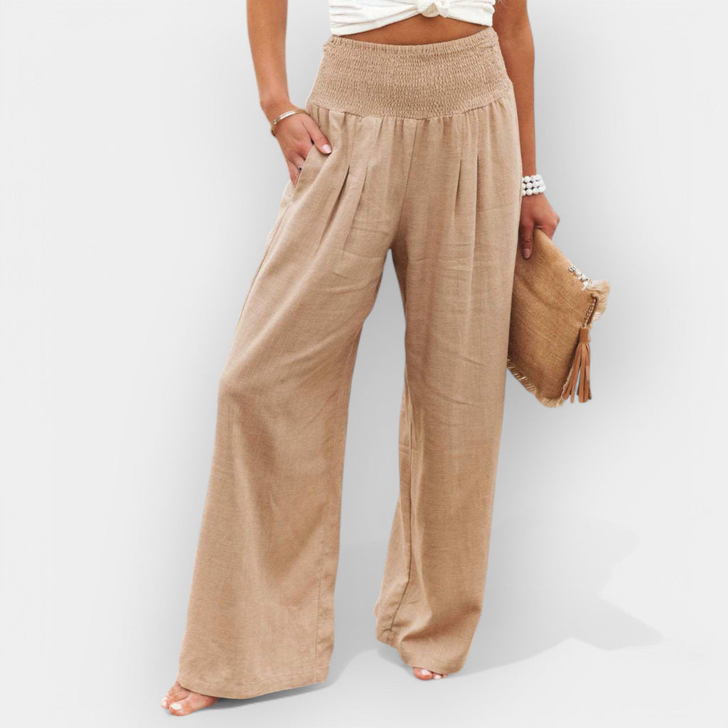 Wide Fit Lightweight Trousers With Elastic Waistband