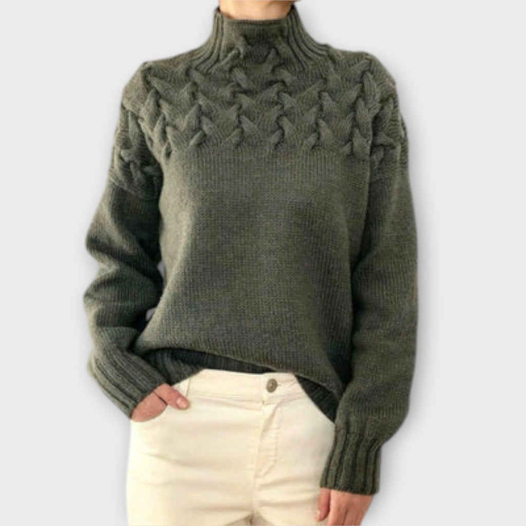 Eva Womens Cable Knit Jumper With Detail For Everyday Wear