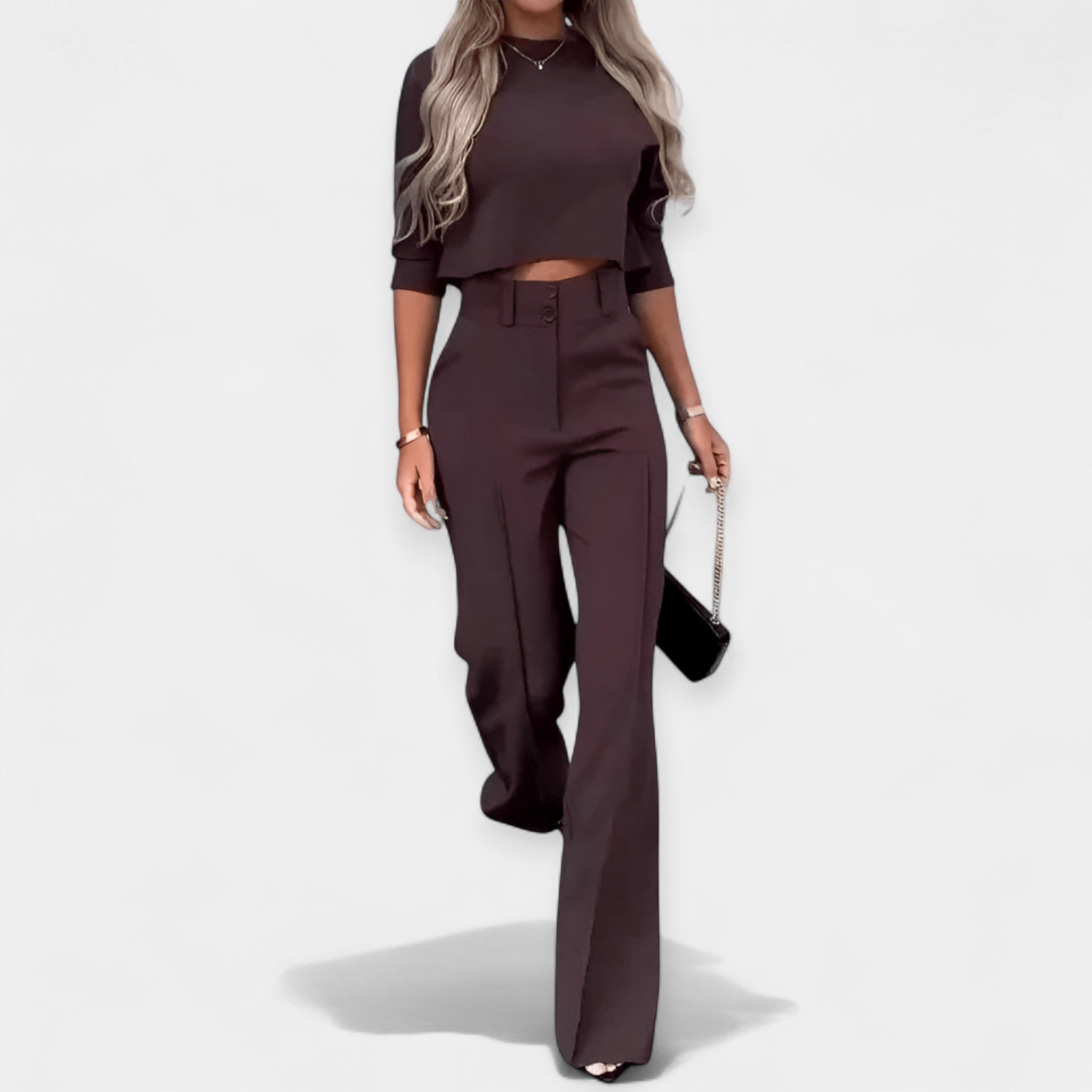 Crop Top Trousers Set Breathable Lightweight Summer Wear
