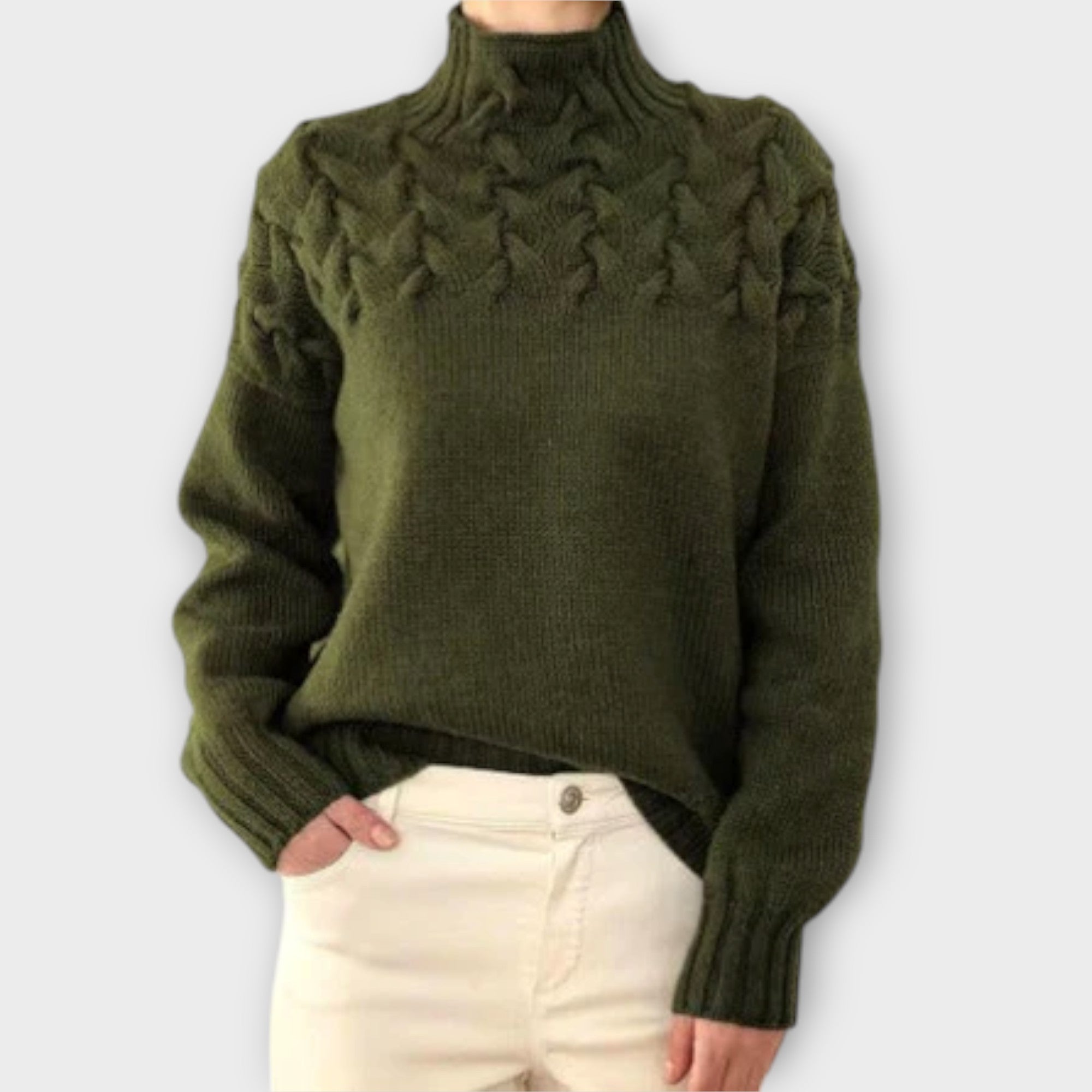 Eva Womens Cable Knit Jumper With Detail For Everyday Wear