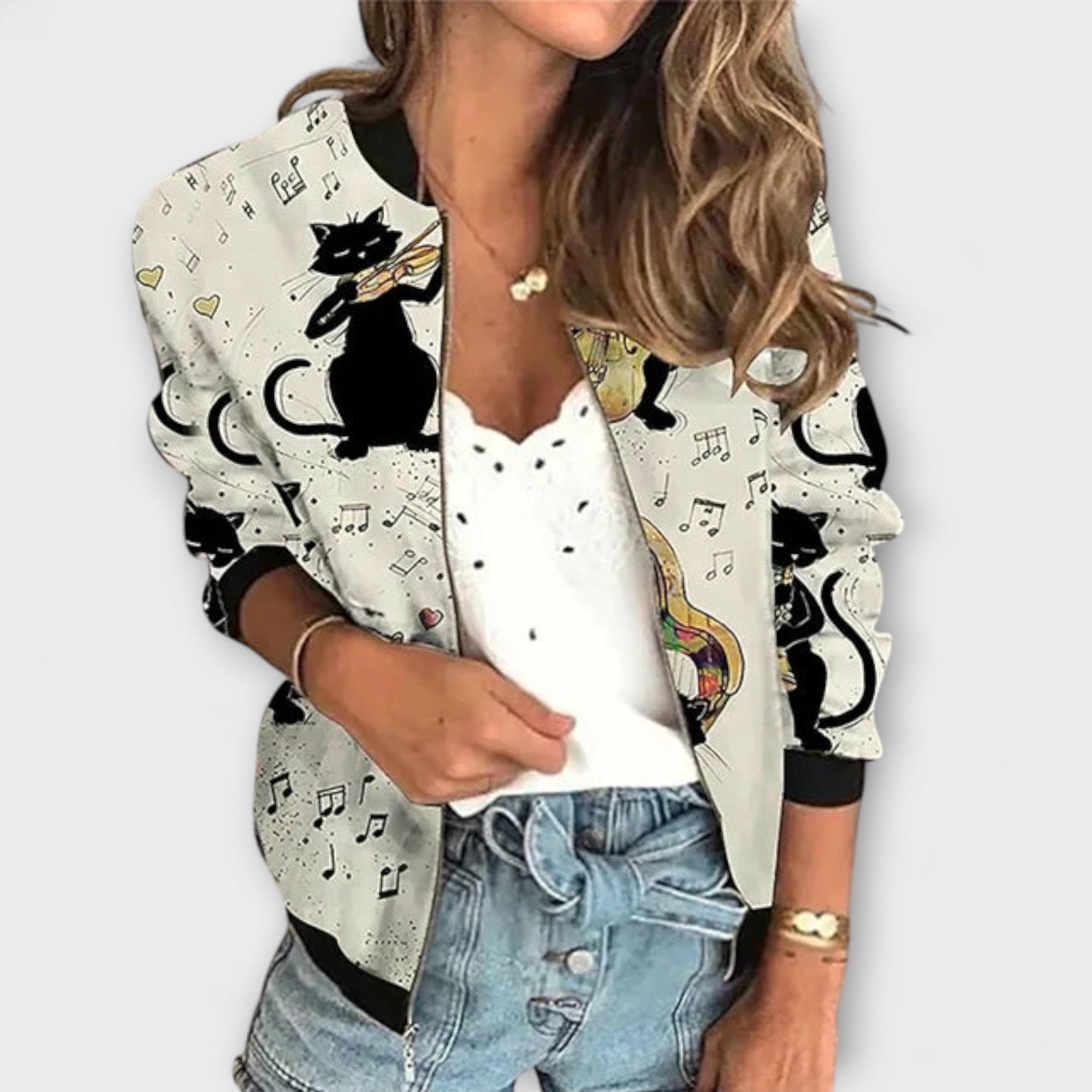 Linde Printed Zip Jacket Statement Style For Any Season