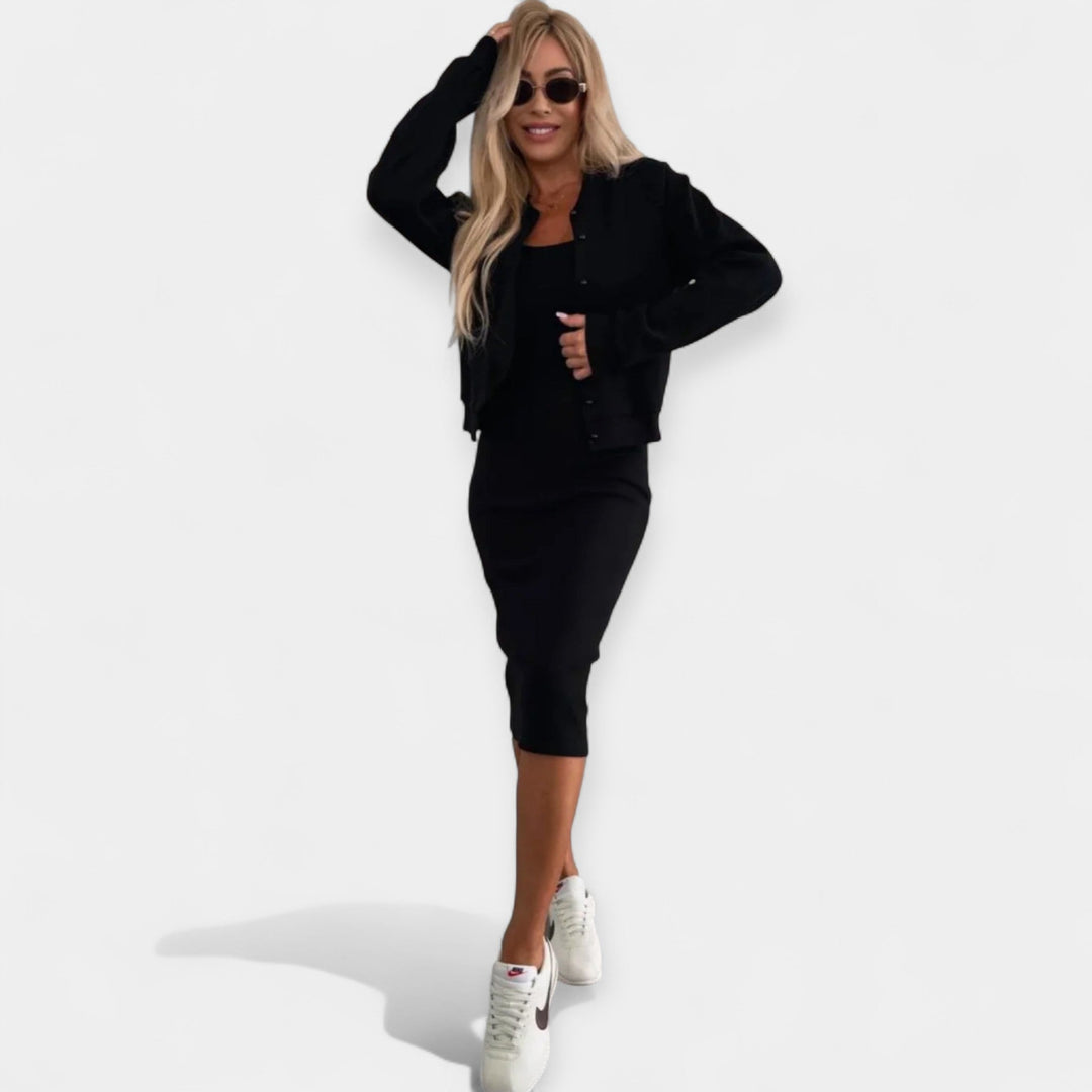 Midi Dress and Bomber Jacket Set for Everyday Style