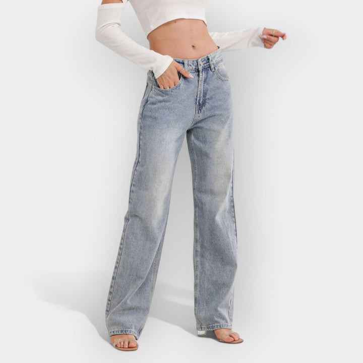 Relaxed Fit Jeans With Vintage Faded Denim For Everyday