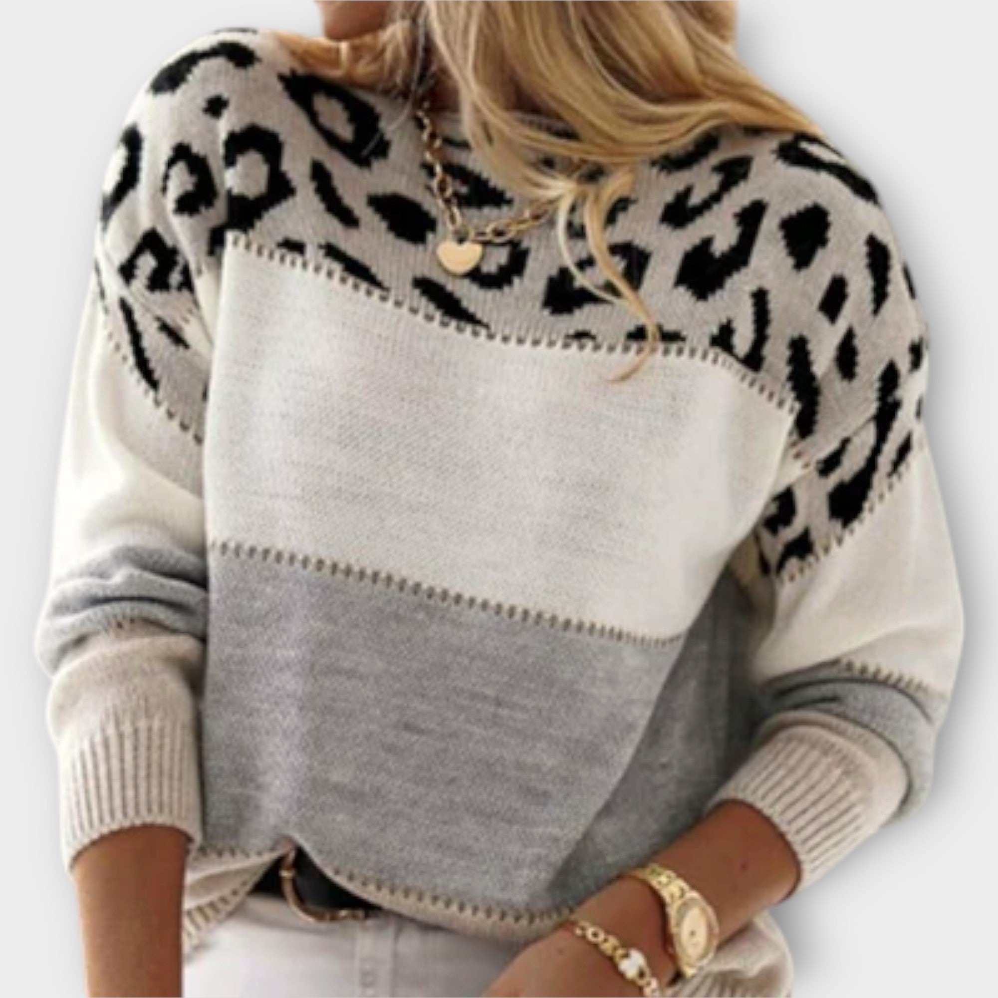 Cheyenne Leopard Print Pullover For Women Grey Pink