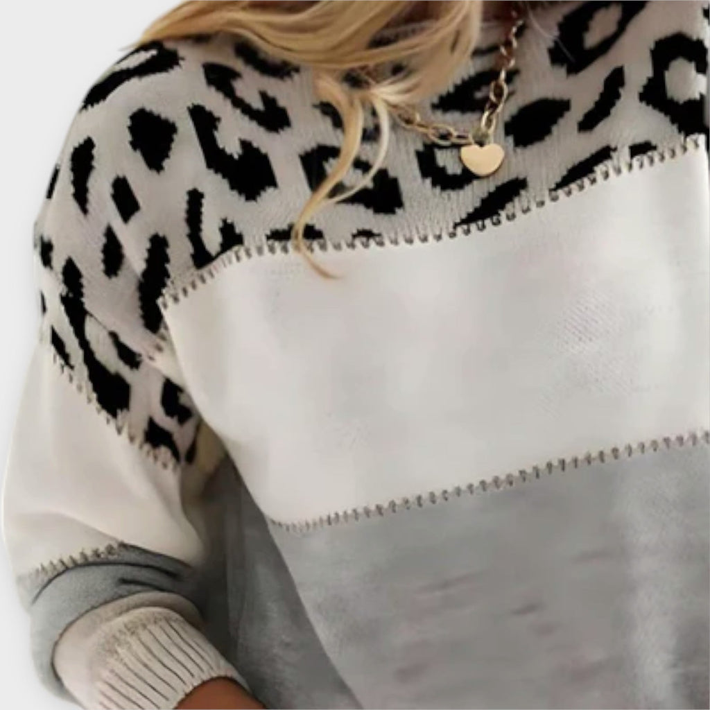Cheyenne Leopard Print Pullover For Women Grey Pink