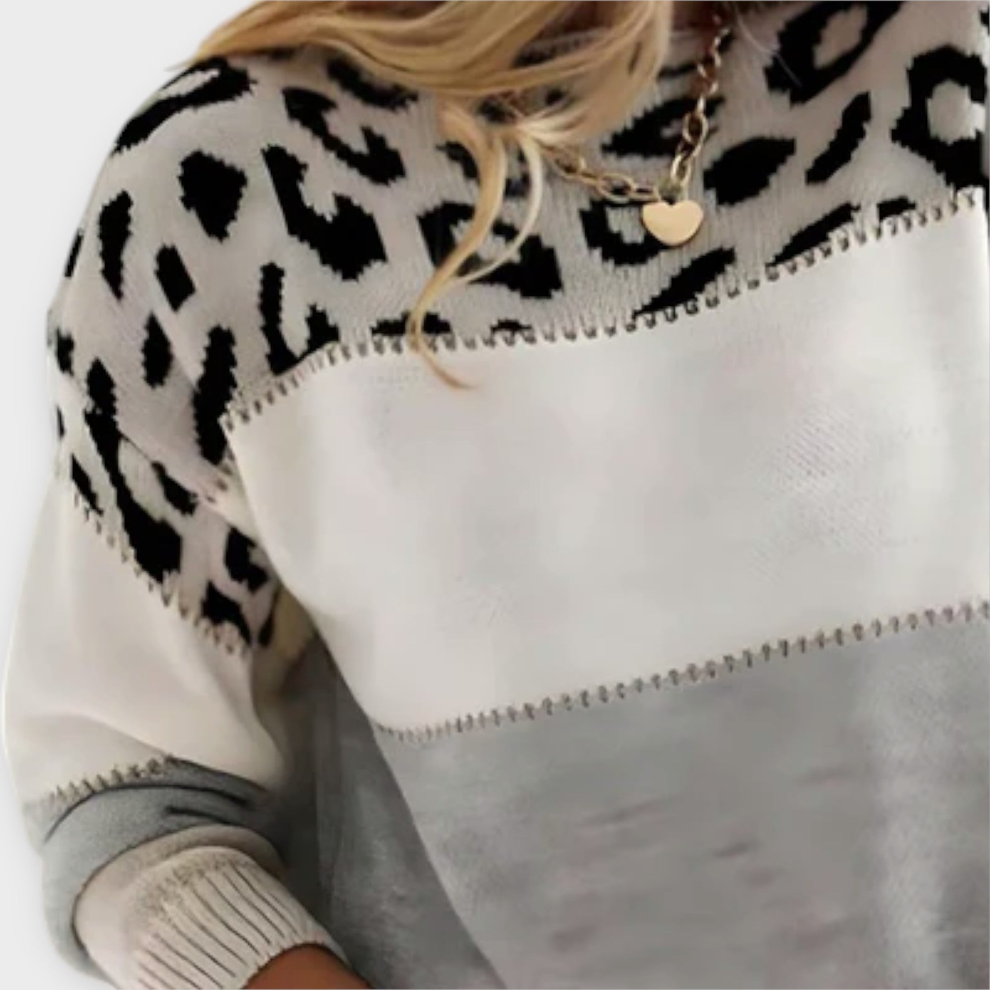Cheyenne Leopard Print Pullover For Women Grey Pink