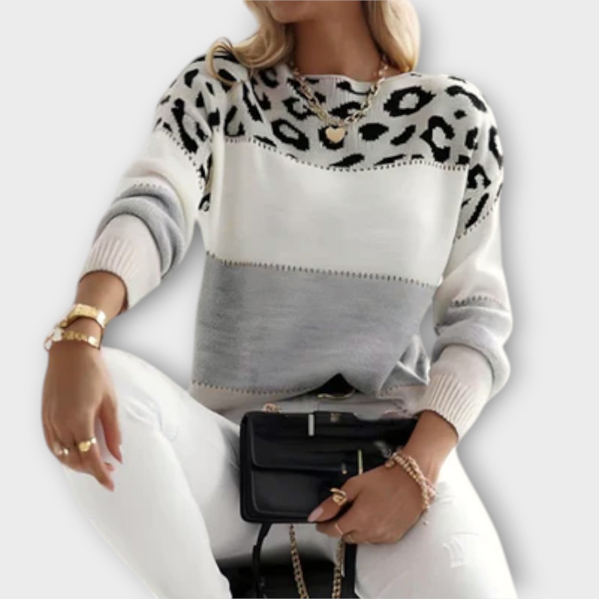 Cheyenne Leopard Print Pullover For Women Grey Pink