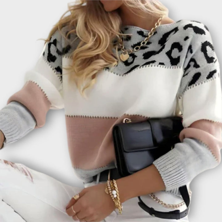 Cheyenne Leopard Print Pullover For Women Grey Pink