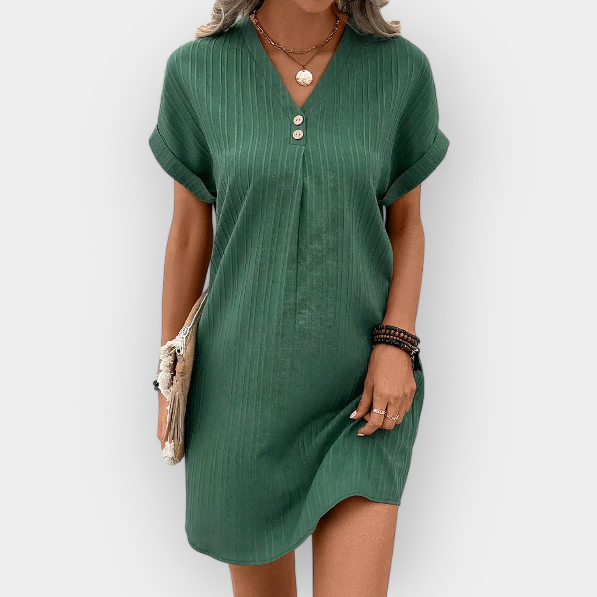 Airy Summer Dress With V Neck And Relaxed Fit Breathable