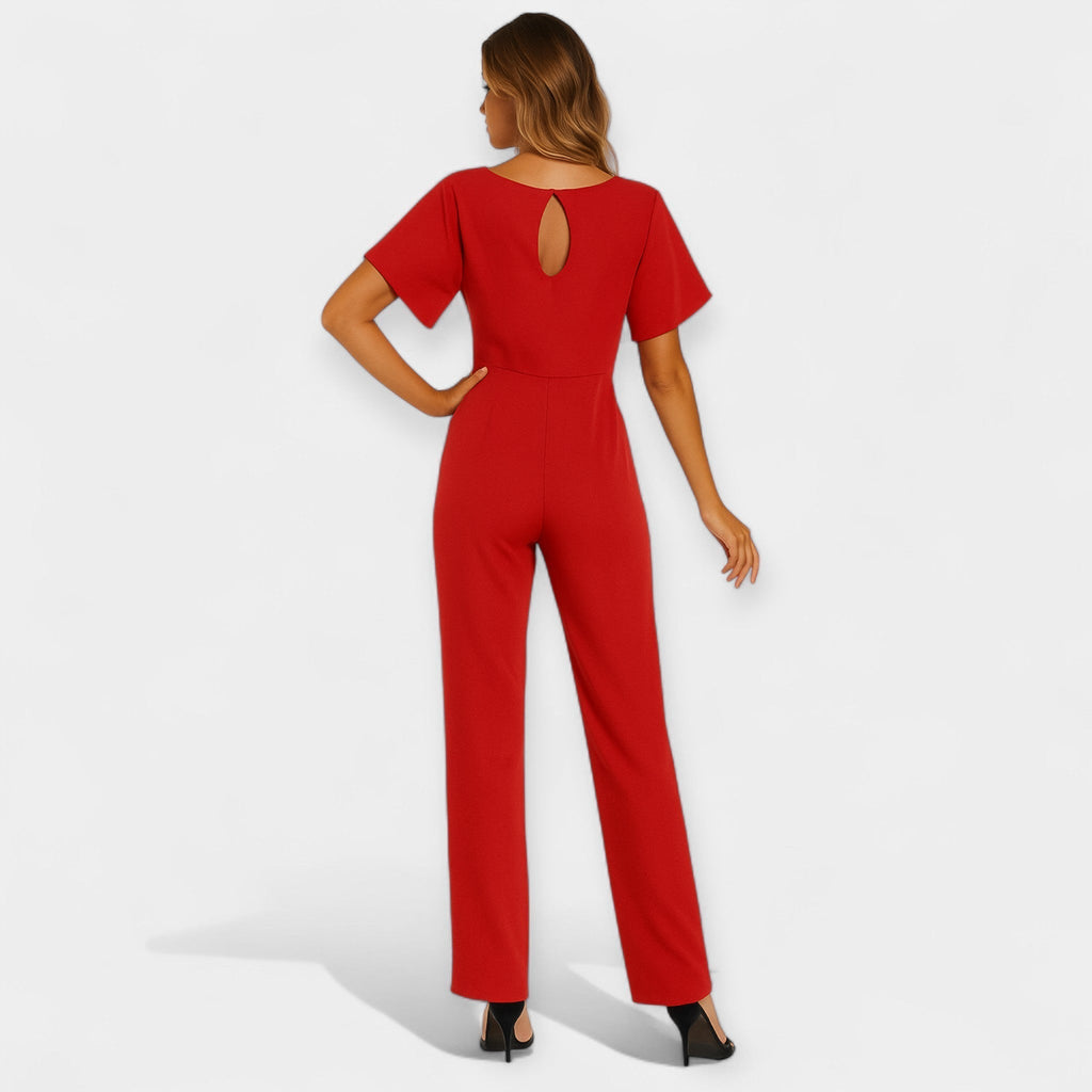Jumpsuit With Adjustable Tie Belt For Elegant Silhouette