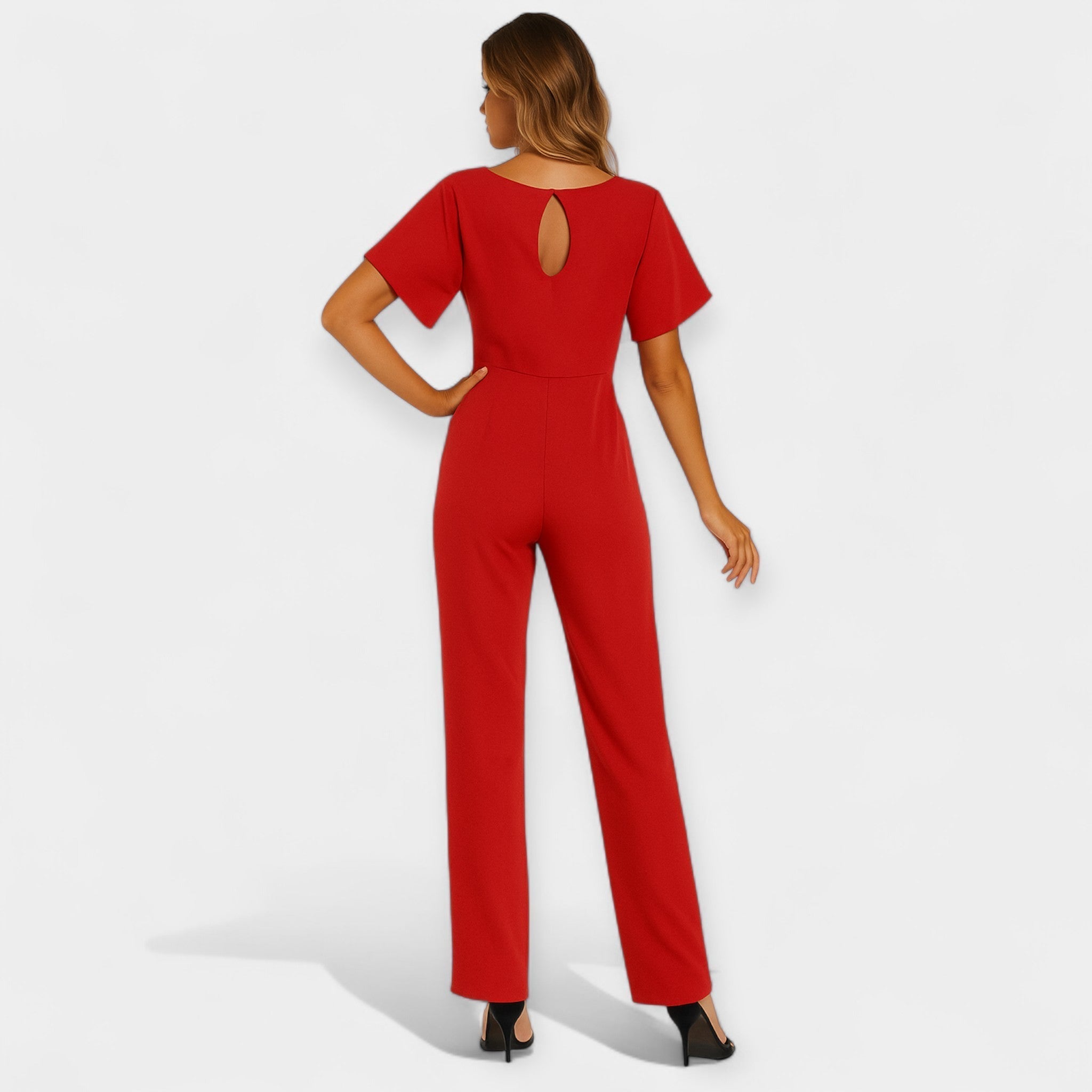 Jumpsuit With Adjustable Tie Belt For Elegant Silhouette