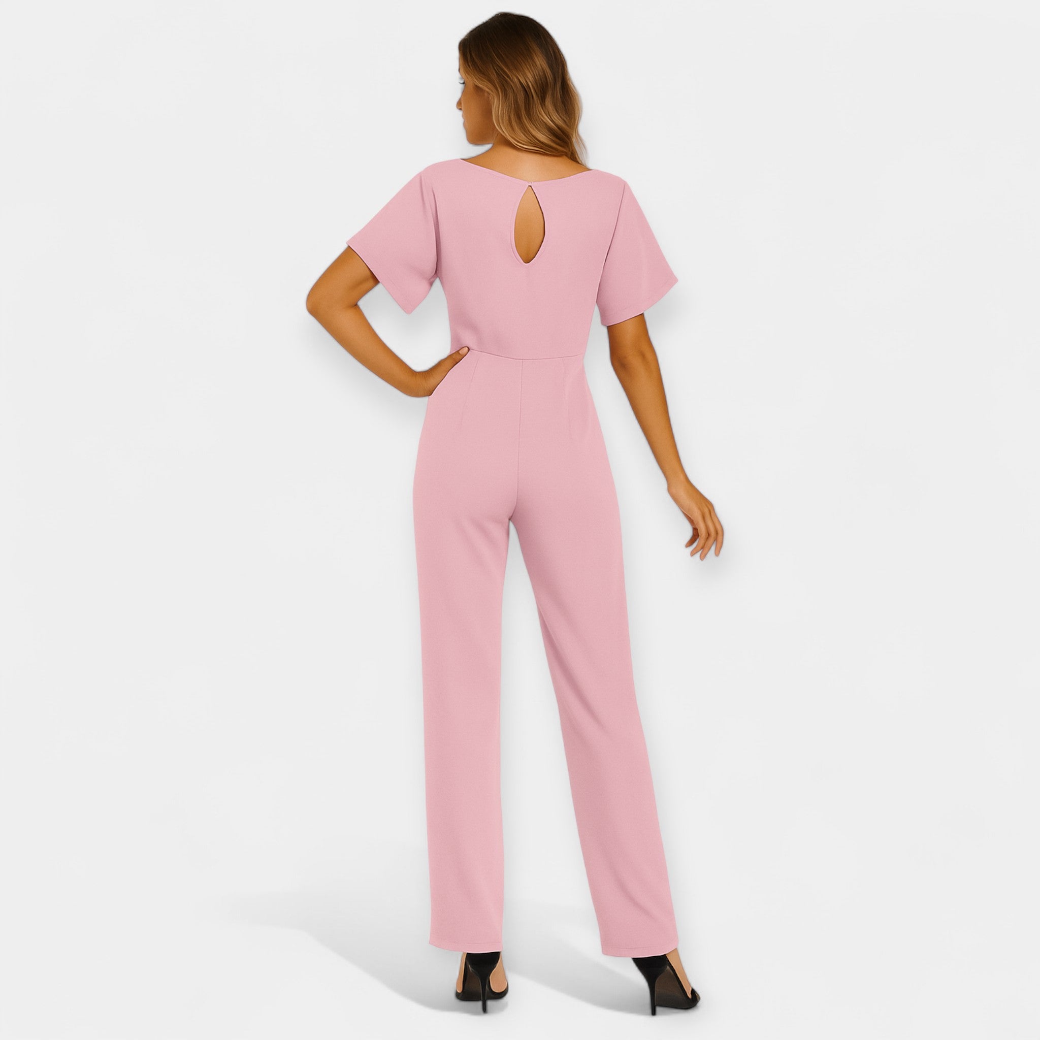 Jumpsuit With Adjustable Tie Belt For Elegant Silhouette