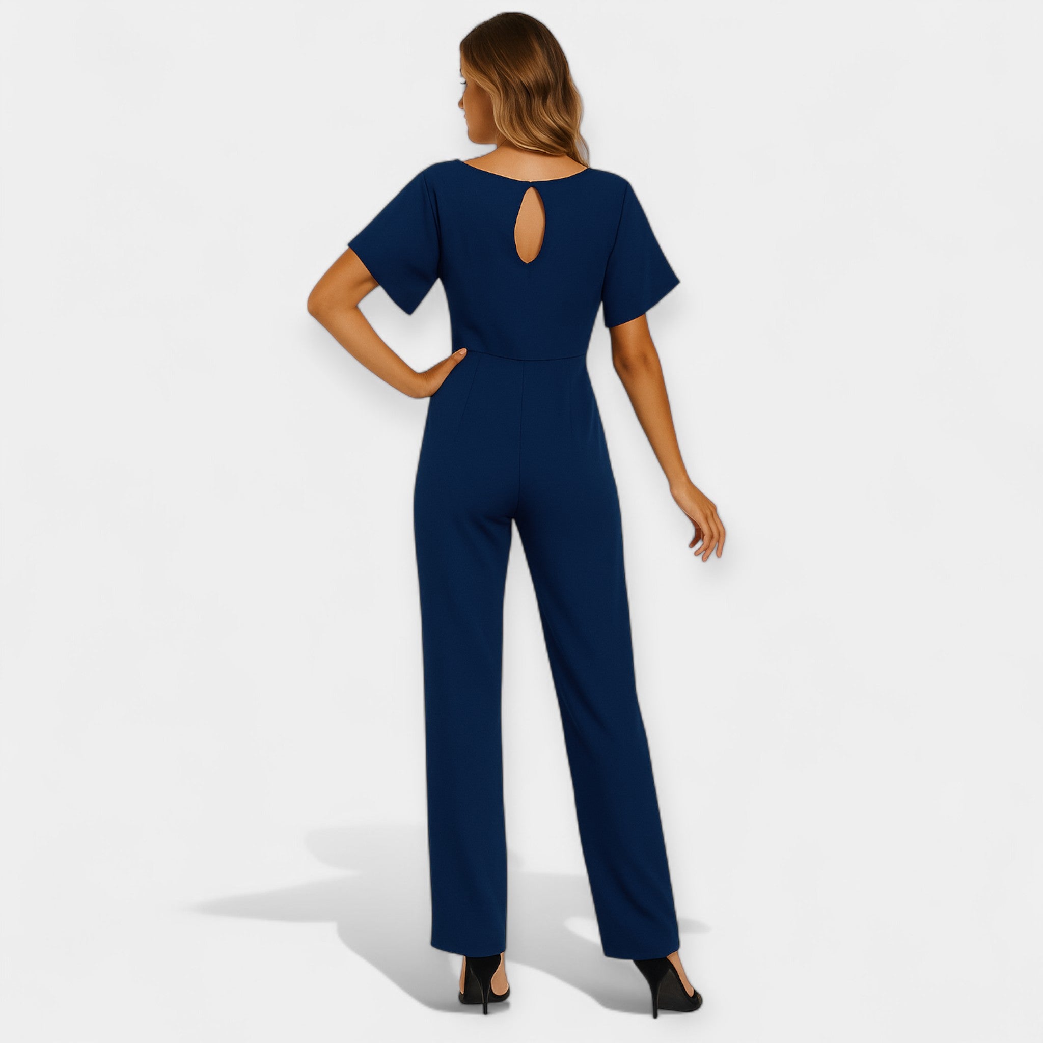 Jumpsuit With Adjustable Tie Belt For Elegant Silhouette