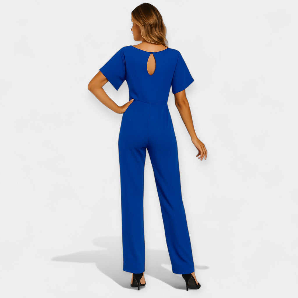Jumpsuit With Adjustable Tie Belt For Elegant Silhouette
