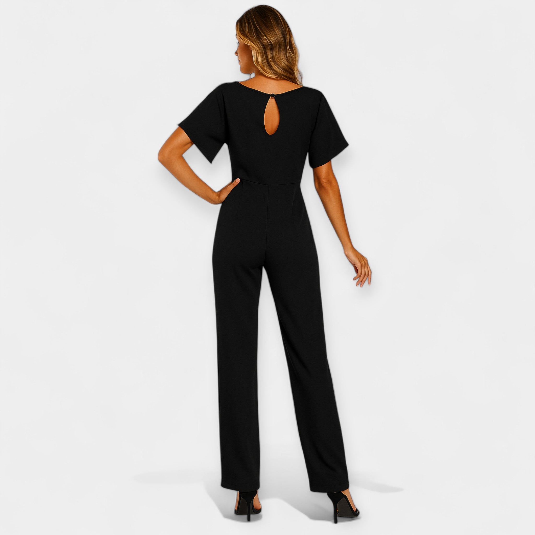 Jumpsuit With Adjustable Tie Belt For Elegant Silhouette