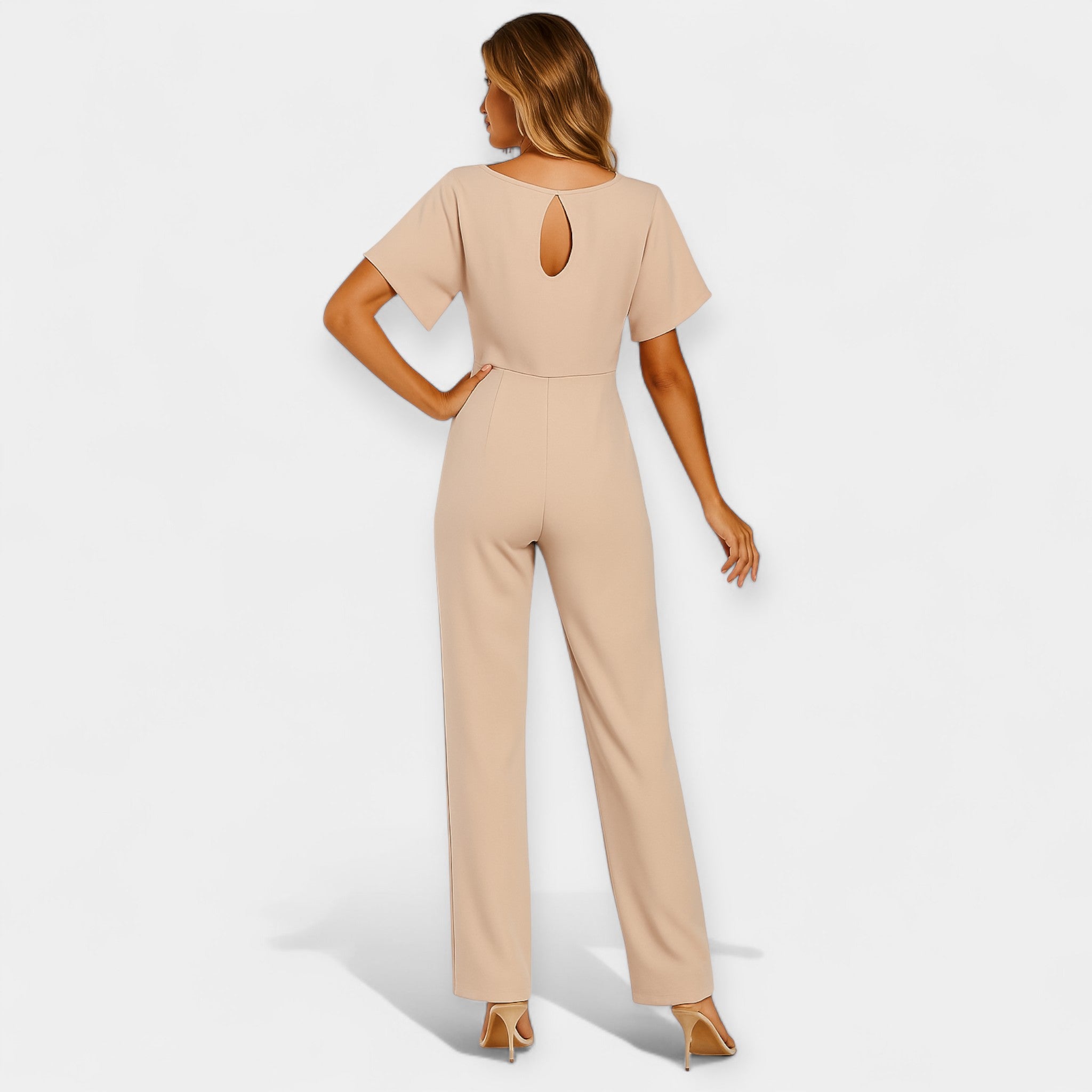 Jumpsuit With Adjustable Tie Belt For Elegant Silhouette