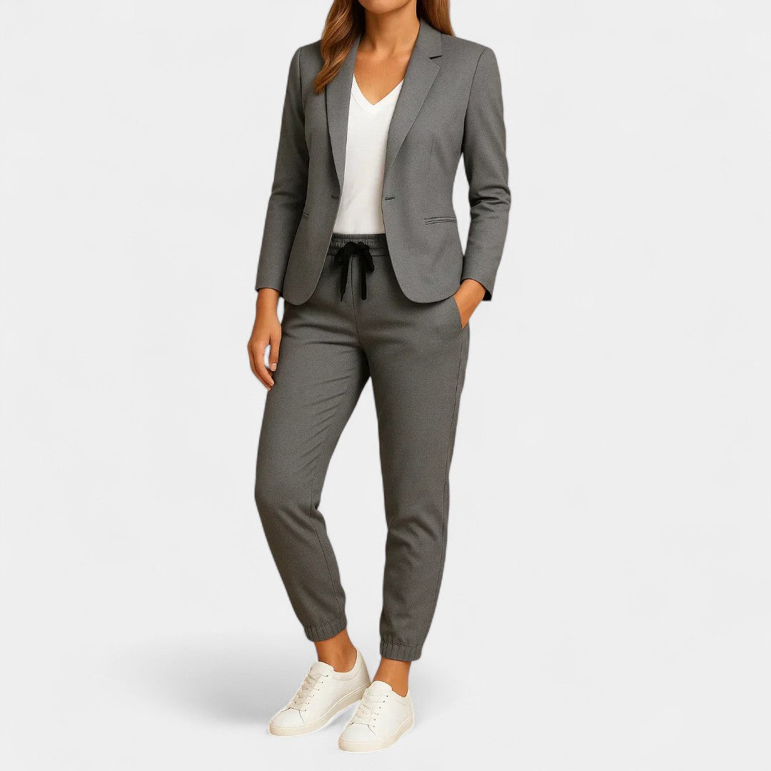 Zenobia Elegant Cardigan And Trousers Set For Meetings
