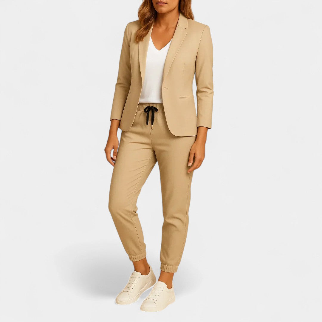 Zenobia Elegant Cardigan And Trousers Set For Meetings