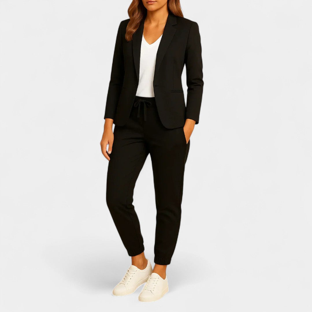 Zenobia Elegant Cardigan And Trousers Set For Meetings