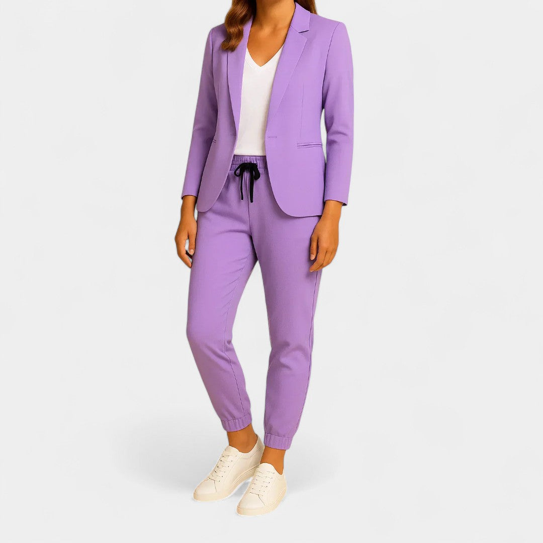 Zenobia Elegant Cardigan And Trousers Set For Meetings