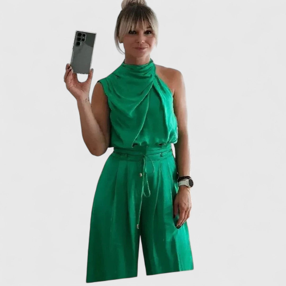 Adrianna Two Tone Sleeveless Top And High Waisted Pants Set