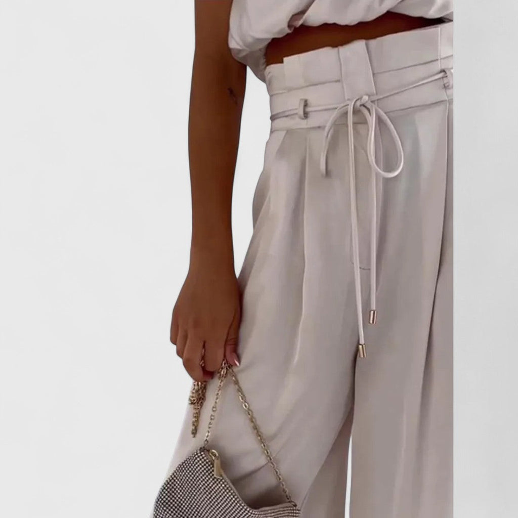 Adrianna Two Tone Sleeveless Top And High Waisted Pants Set