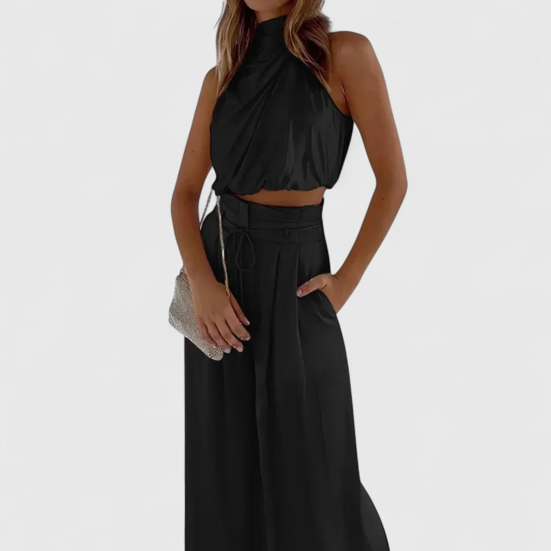 Adrianna Two Tone Sleeveless Top And High Waisted Pants Set