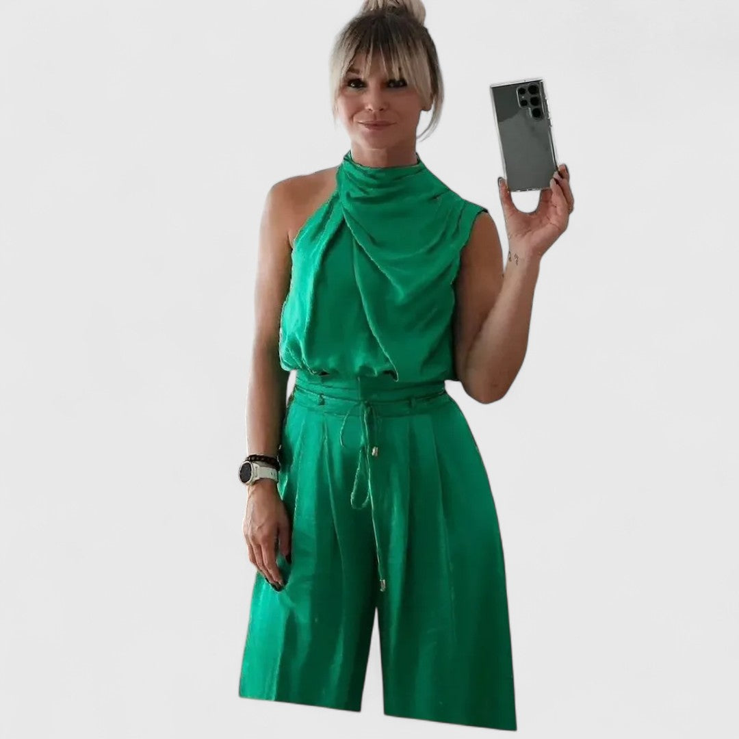 Adrianna Two Tone Sleeveless Top And High Waisted Pants Set