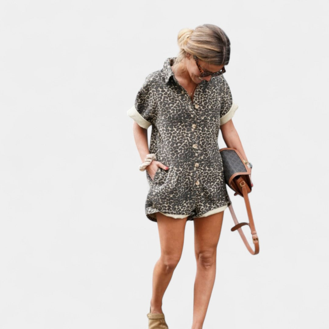 Ekaterina Leopard Print Shirt Dress for Summer Casual Wear