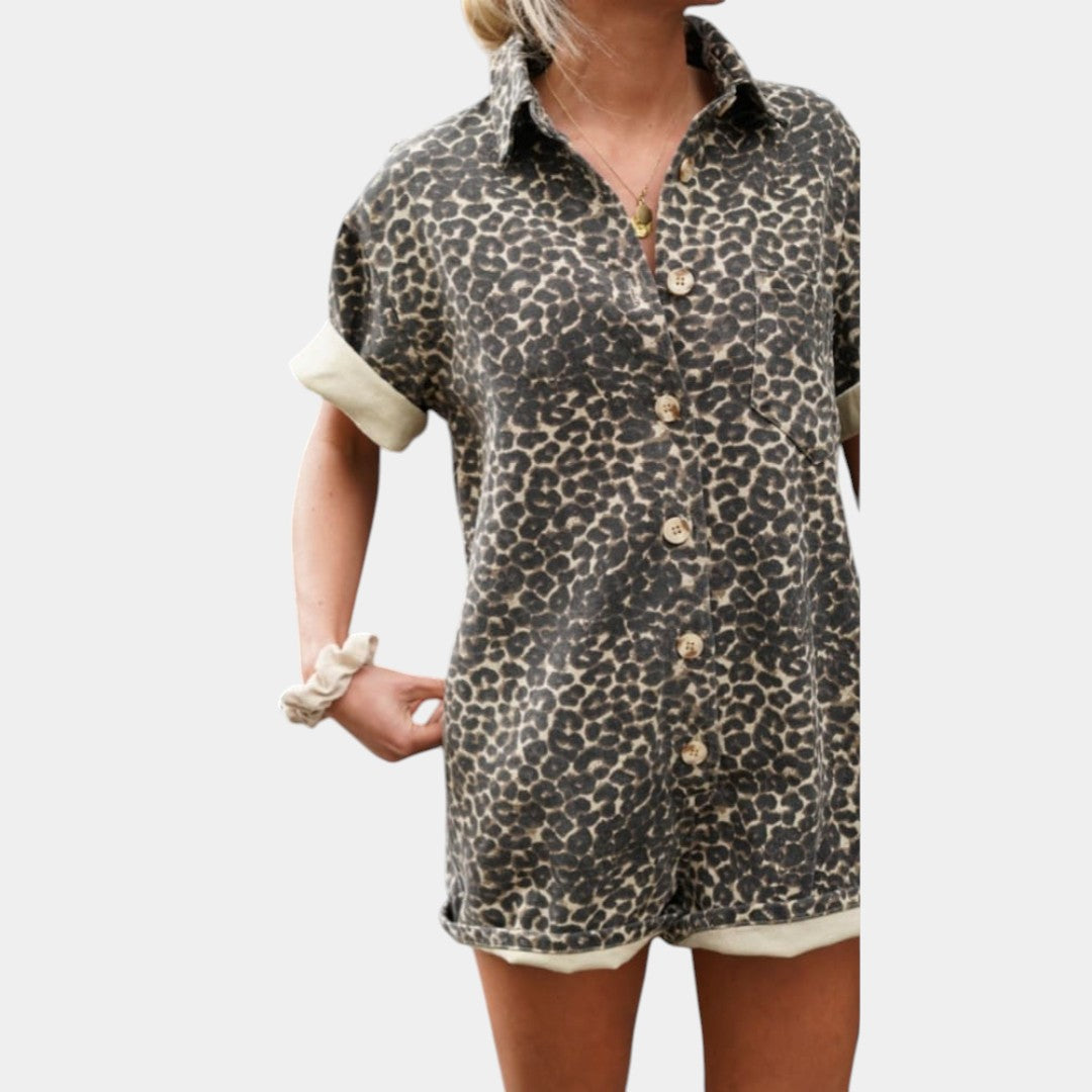 Ekaterina Leopard Print Shirt Dress for Summer Casual Wear