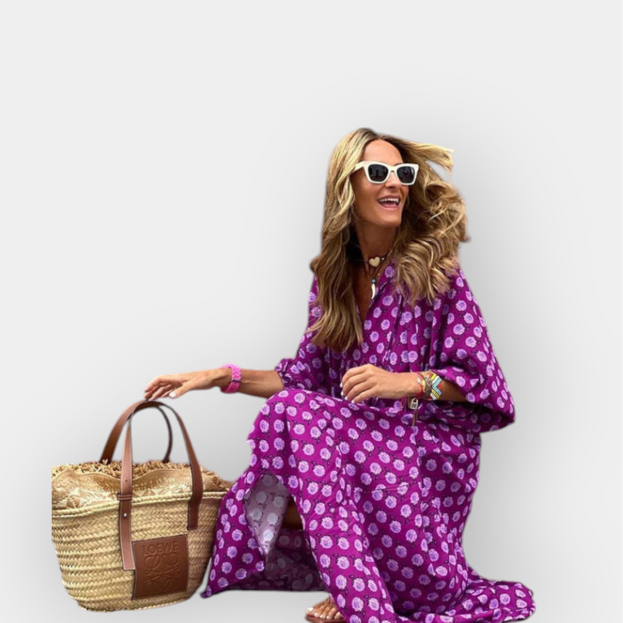 Floral Print Midi Dress With Breathable Lightweight Fabric